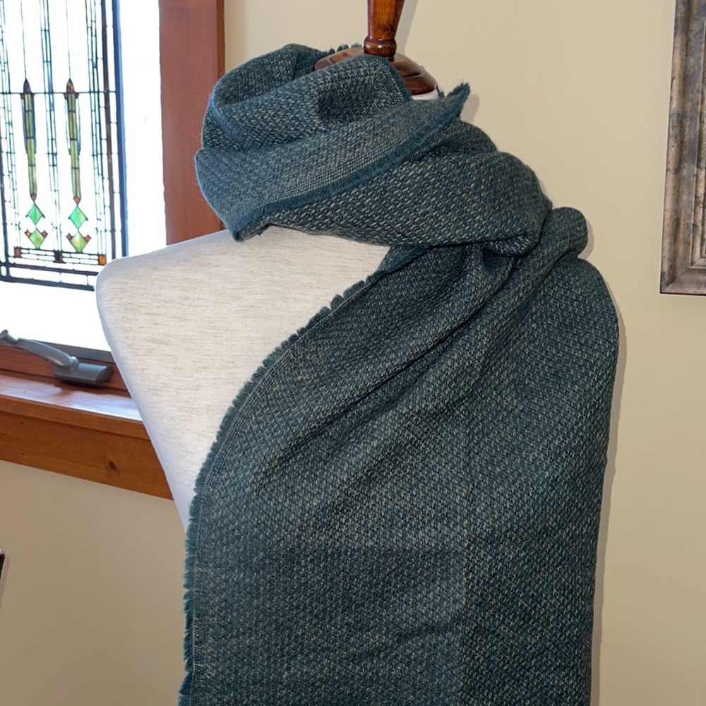 NWOT J.Crew Extra Long Wool Blend Oversized Blanket Scarf Grey + Green